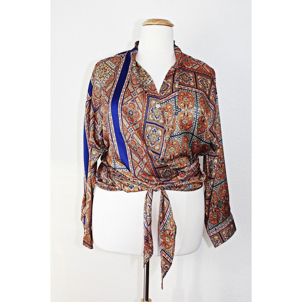 Y2K New FASHION NOVA Wrap Blouse Top Plus 3X Multicolor Tribal Fairy BOHO #02